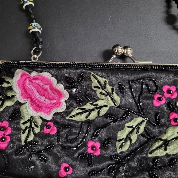 Satin Beaded Clutch / Cossbody/ Evening bag - Picture 3 of 8